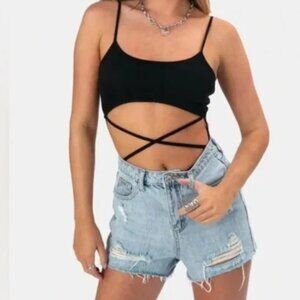 Adika Black Strappy Bodysuit - Size